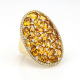 Women's Citrine and Diamond Oval Statement Ring in 14k Yellow Gold