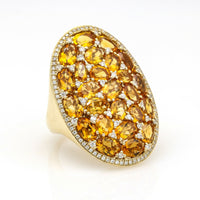 Women's Citrine and Diamond Oval Statement Ring in 14k Yellow Gold
