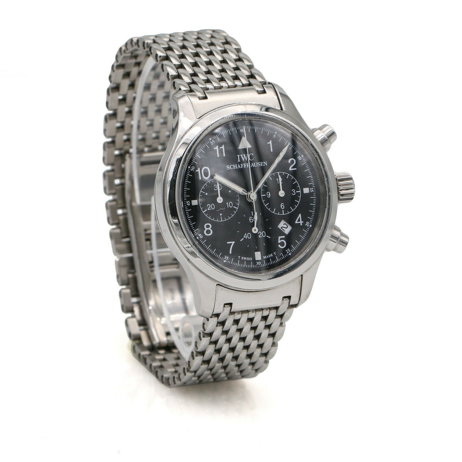 IWC Flieger Pilot Chronograph Watch in Stainless Steel with Black Dial 3741