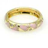 Hidalgo Pink Enamel and Diamond Footprints Band Ring in 18k Yellow Gold