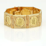 1950s Venezuelan Cacique Coins Link Bracelet in 18k 24k Yellow Gold