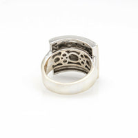 Champagne and White Diamond Flowers Statement Ring in 18k White Gold
