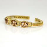 Judith Ripka Citrine Diamond Cuff Bangle Bracelet in 18k Yellow Gold