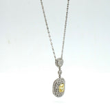 Yellow Sapphire and Diamond Drop Pendant Necklace in 18k White Gold