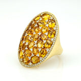 Women's Citrine and Diamond Oval Statement Ring in 14k Yellow Gold