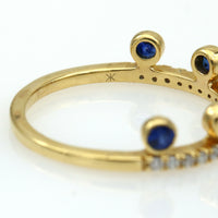 Khai Khai Blue Sapphire Crown Ring in 18k Yellow Gold