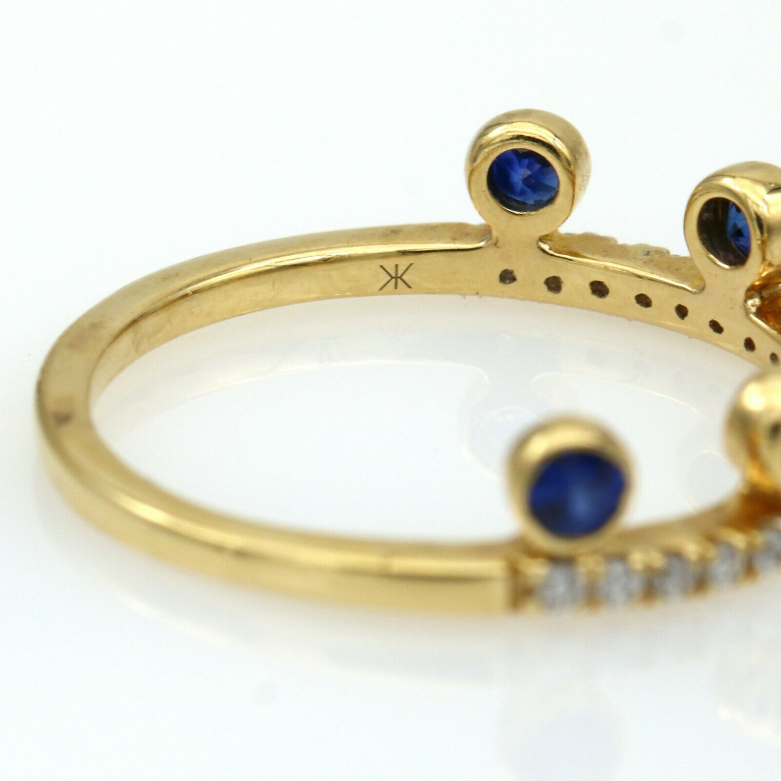 Khai Khai Blue Sapphire Crown Ring in 18k Yellow Gold