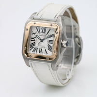 Cartier Santos 100 Automatic Stainless Steel Watch with 18k Gold Bezel 2878