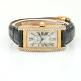Cartier Tank Americaine 18k Yellow Gold Diamond Automatic Watch with Box