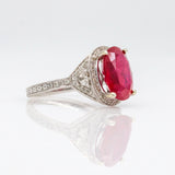 6.40 ct Ruby and Diamond Cocktail Ring in 14k White Gold