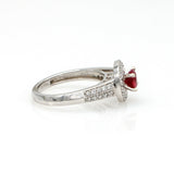 1,50 ct Ruby and Diamond Halo Engagement Ring in 14k White Gold
