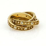 Designer Signed 1 carat Diamond Rolling Rings 3-band 14k Yellow Gold