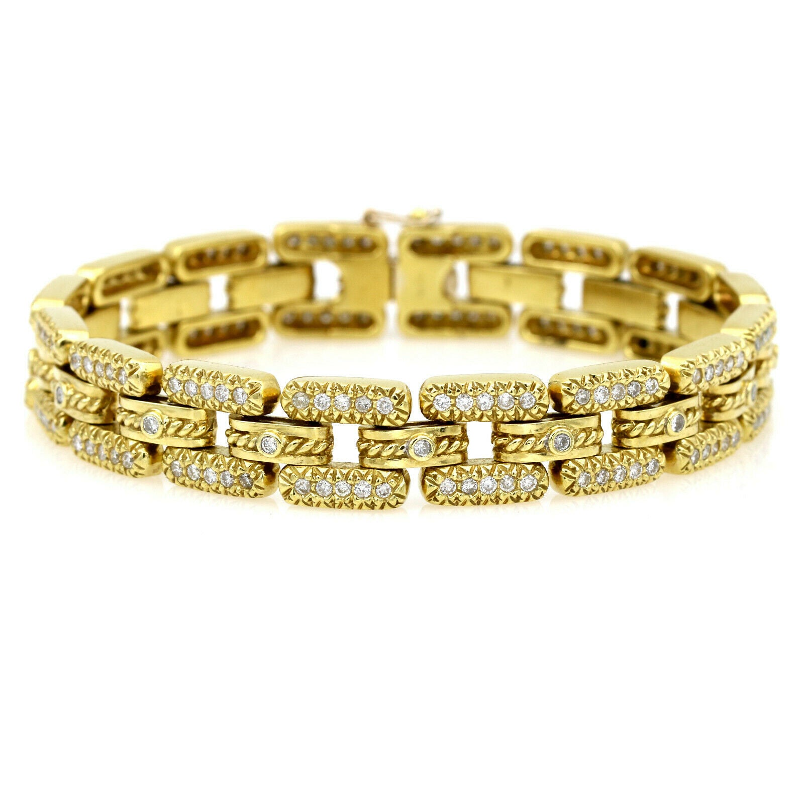 Women's Diamond Link Bracelet in 18k Yellow Gold