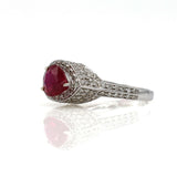 2.96 ct Ruby and Diamond Ring in 18k White Gold