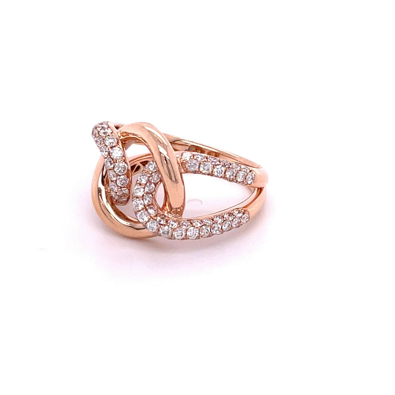 House of Baguettes Interlocking Links Ring in 14k Rose Gold