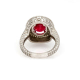 5.50 ct Ruby and Diamond Double Halo Statement Ring in 14k White Gold