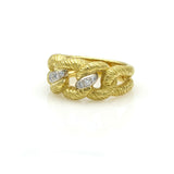 SUNA Textured Curb Link Diamond Ring in 18k Yellow Gold & Platinum