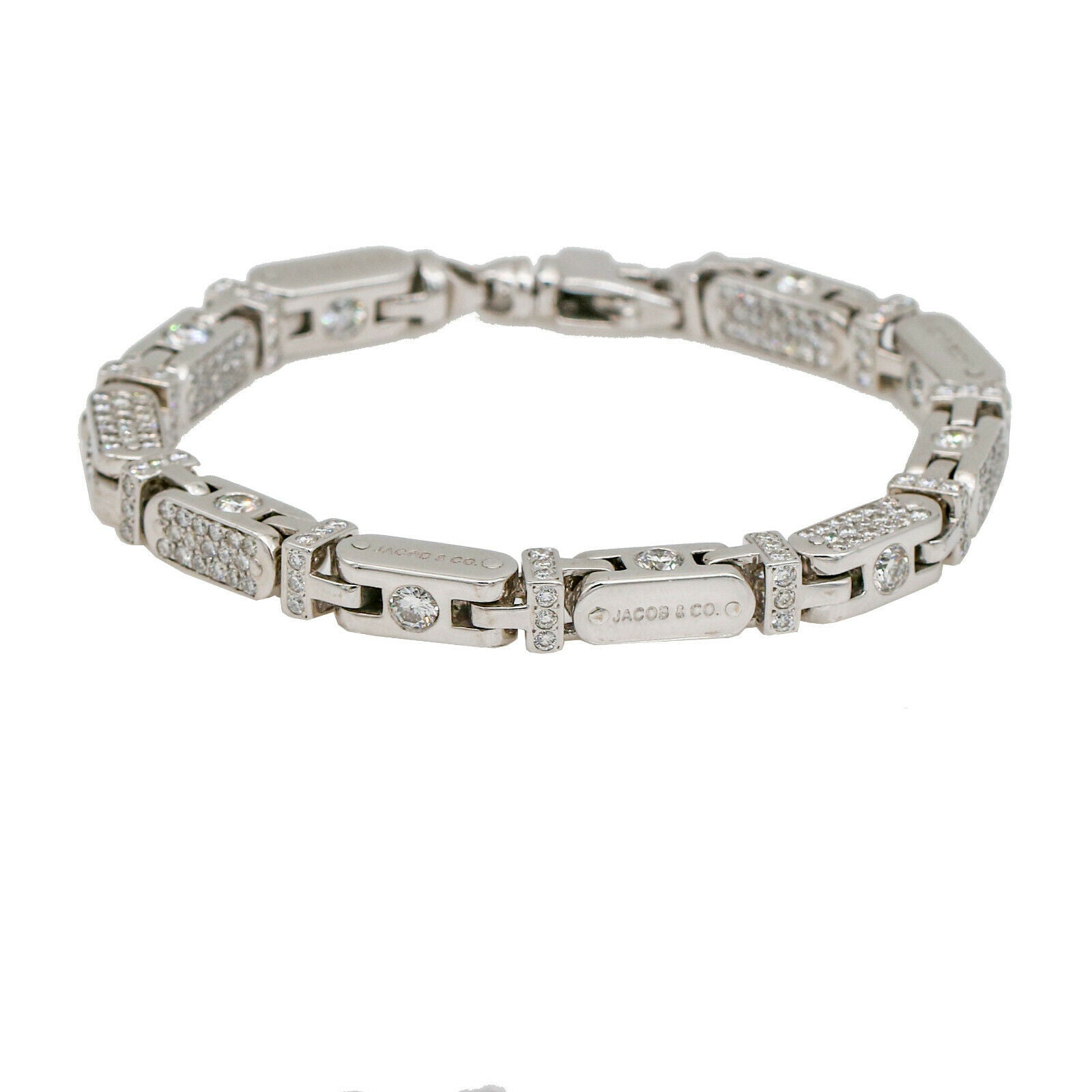 Jacob & Co. Men's Pave Diamond Capsule Link Bracelet in 18k White Gold 12.50 ctw