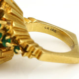 Diamond and Emerald Statement Bypass Ring in 18k Yellow Gold Signed