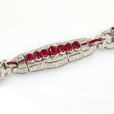 11.25 ct Ruby and Diamond Art Deco Style Bracelet in 18k White Gold