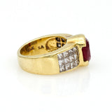 6.00 carat Signed Ruby and Diamond Statement Ring in 18k Yellow Gold