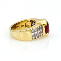 6.00 carat Signed Ruby and Diamond Statement Ring in 18k Yellow Gold