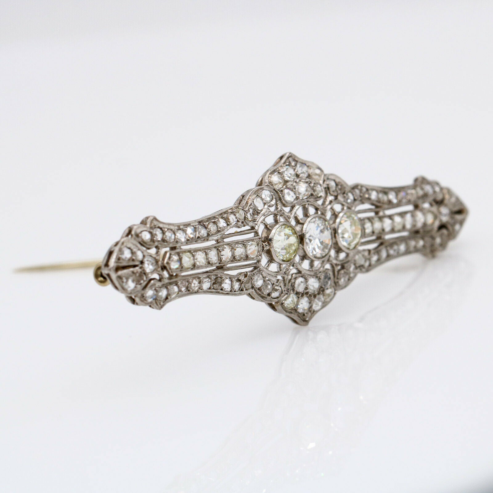 4.50 ct Art Deco Diamond Brooch in Platinum