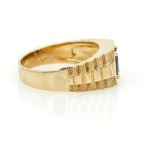 Men's Blue Sapphire Statement Ring in 14k Yellow Gold