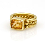 Doris Panos Citrine Retro Cable Ring in 18k Yellow Gold Size 6