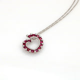 3.87 ct Women's Ruby and Diamond Open Heart Pendant Necklace in 18k White Gold