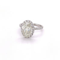 3.17 ct EGL Certified Oval Cut Diamond Halo Engagement Ring in 18k White Gold