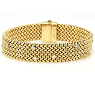 Women's Diamond Mesh Statement Bracelet in 14k Yellow Gold