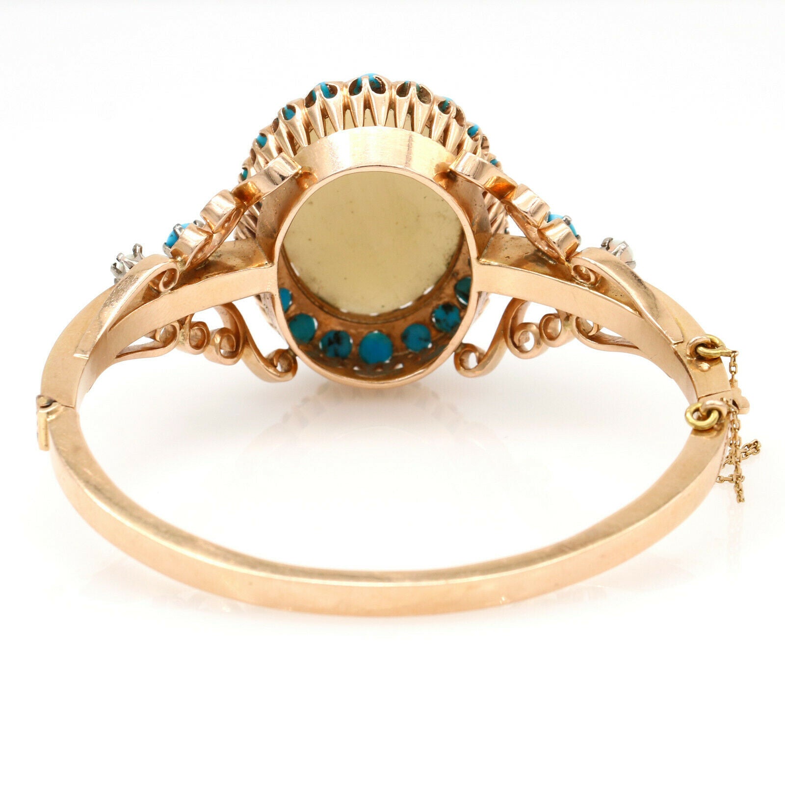 Opal and Turquoise Vintage Statement Bracelet in 14k Rose Gold