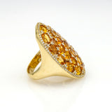Women's Citrine and Diamond Oval Statement Ring in 14k Yellow Gold