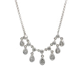 Women's Diamond Teardrop Dangle Chain Necklace in 14k White Gold