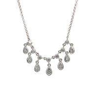 Women's Diamond Teardrop Dangle Chain Necklace in 14k White Gold