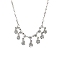 Women's Diamond Teardrop Dangle Chain Necklace in 14k White Gold