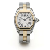 Ladies Cartier Roadster Two-Tone Stainless Steel 18k Gold Watch with Box & Strap