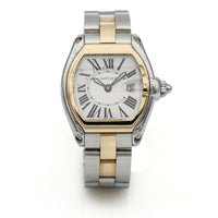 Ladies Cartier Roadster Two-Tone Stainless Steel 18k Gold Watch with Box & Strap