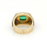 Men's Emerald and Diamond Statement Ring in 18k Yellow Gold