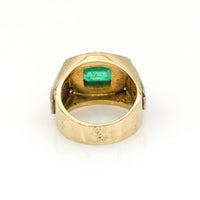 Men's Emerald and Diamond Statement Ring in 18k Yellow Gold