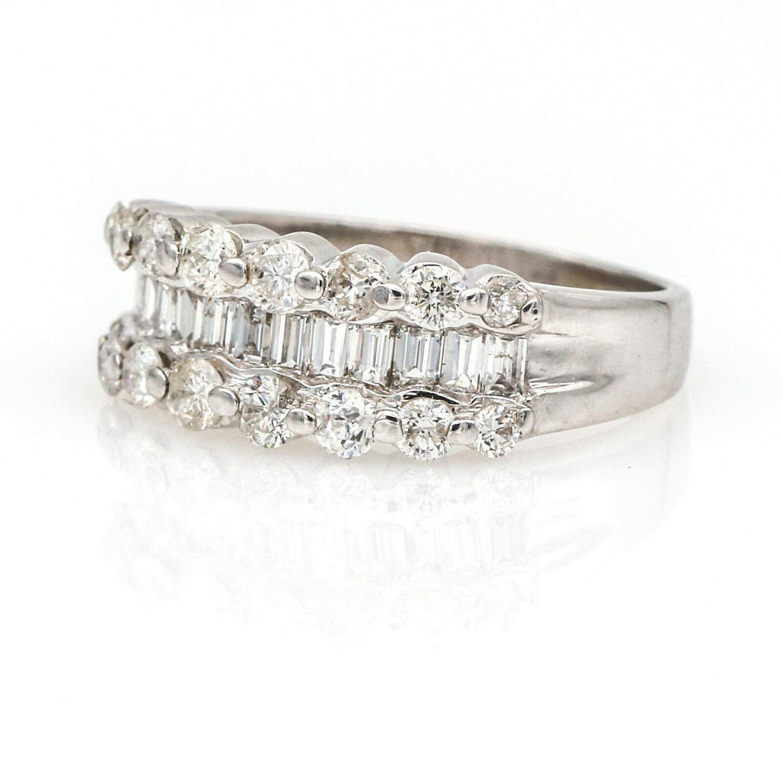 Women's Diamond Anniversary Band Ring in 14k White Gold 1.34 ct tw