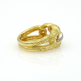 SUNA Textured Curb Link Diamond Ring in 18k Yellow Gold & Platinum