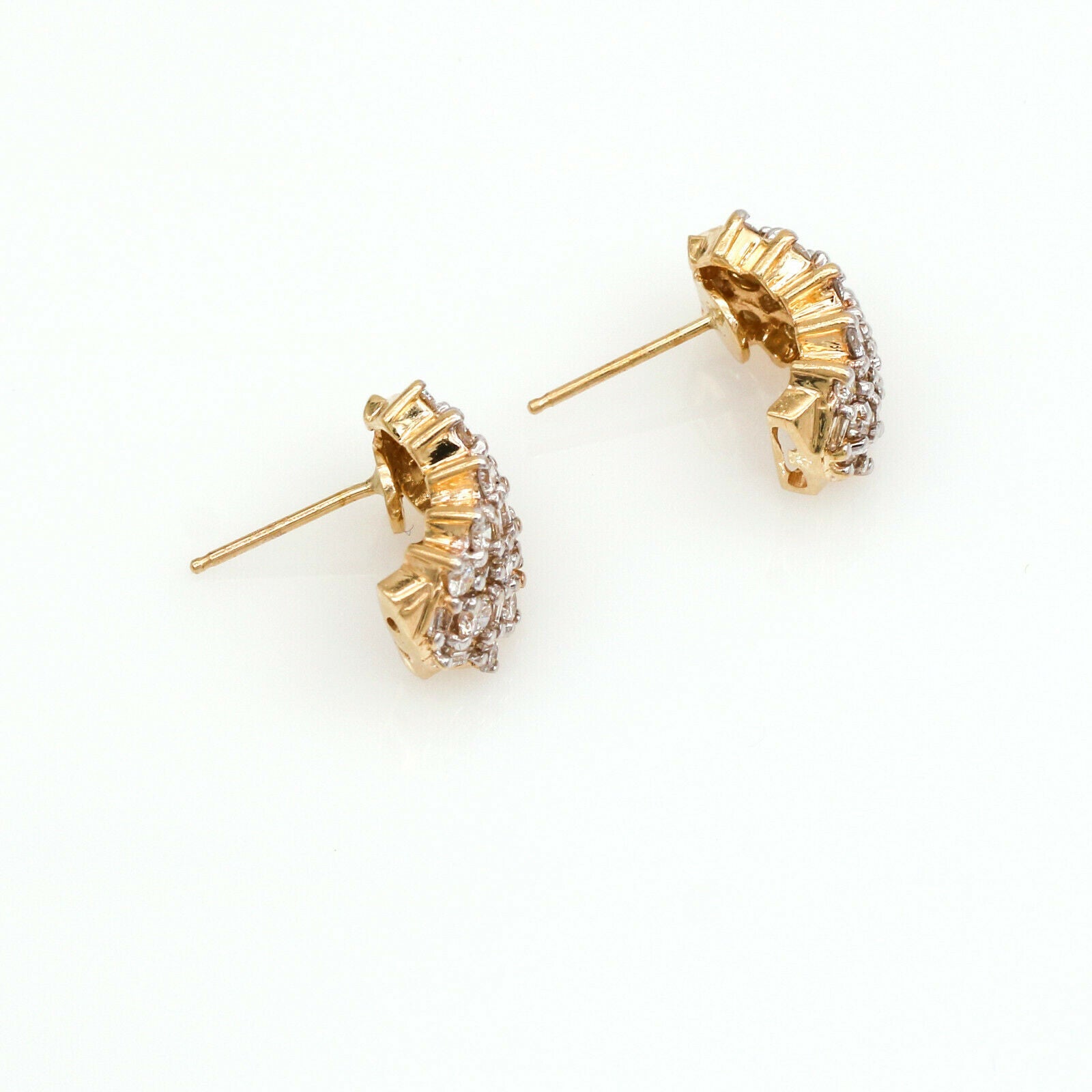 1.40 ct Diamond Half Hoop Earrings in 14k Yellow Gold