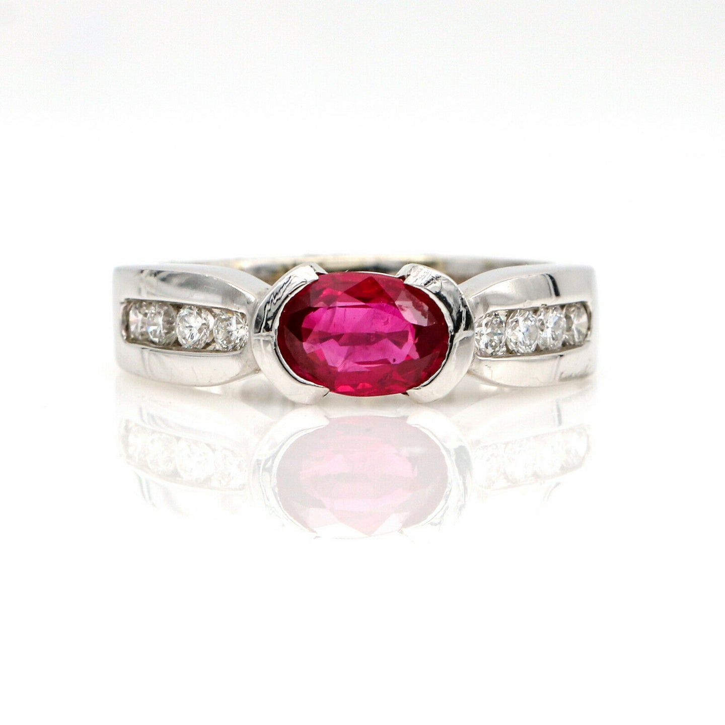 1.31 ct Ruby Diamond Engagement Ring in 14k White Gold