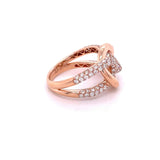 House of Baguettes Interlocking Links Ring in 14k Rose Gold
