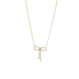 Contemporary 14K Yellow Gold Women's Diamond Infinity Bow Necklace Signed DD