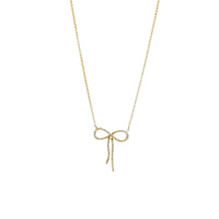 Contemporary 14K Yellow Gold Women's Diamond Infinity Bow Necklace Signed DD