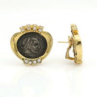 Ancient Constantine Coin Authentic Imperial Roman Empire Diamond Earrings