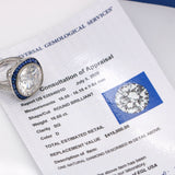 16.6 Ct EGL Certified Round Diamond Blue Sapphire Engagement Ring in Platinum
